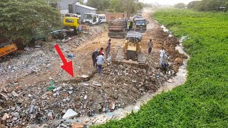 Ep19.Next Level Incredible Landslide Build New Road, Bulldozer D31P Push Stone with 5 Ton Unloading