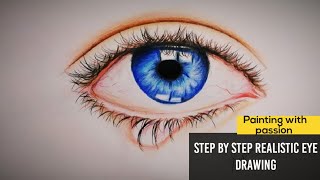 Step by step realistic eye drawing