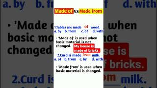 'Made of' vs 'Made from'    #shorts  #youtube_shorts   #shorts_video     #viral_shorts   #Education