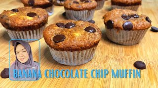 Banana Chocolate Chip Muffin | Senang macam buat cedokok pisang