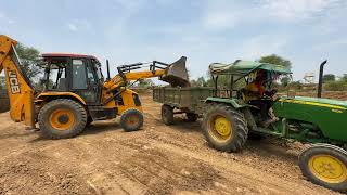 JCB 3DX Loading Mud In John Deere 5036 D, 5105 And Mahindra 575 Di, 475 Di | JCB | jcb video