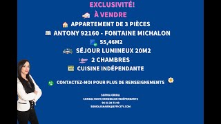 EXCLUSIVITé ! à vendre! Appartement F3 ANTONY FONTAINE MICHALON