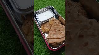 Kids tiffin idea: Millet paratha,aalu tikki and dahi #shorts #ytshorts #food #helthyfood