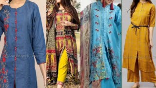 how to design front open kurti or frock/latest front  slit shirts/casual winter kurti with open silt