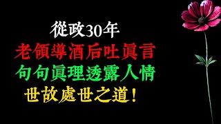 從政30年老領導酒后吐真言，句句真理透露人情世故處世之道！