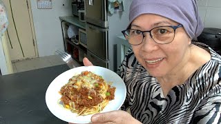 Mukbang tayo ng Spaghetti with Mushroom sauce and mix veggies