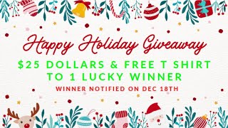 Holiday Giveaway | $25 Cash and Free Shirt 👕 #Shorts