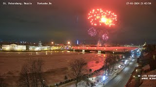 4K Салют 27 января 2024 в Петербурге 80 лет полного освобождения Ленинграда от фашистской блокады