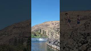 Rock jumping Yakima River