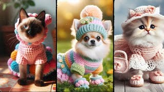 Beautiful pet clothes knitted with wool (shareideas) #knitting #crochet #pets #design