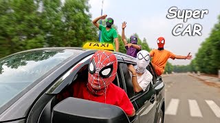 Bros SpiderMan vs Super CAR Taxi ( Comedy by FLife TV )