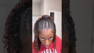 Braided Hair Up Half Down #naturalhair #easybraidhairstyle #curlyhair #washngo #protectivestyles