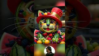 A coloful mix of fruits and cats. #funnyanimals #animals #ai #foryou