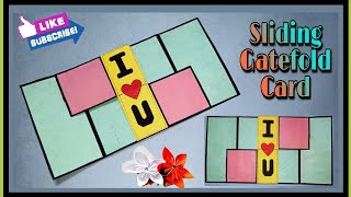 Sliding Gatefold Card For Valentine's Day|Scrapbook Card Pattern Ideas|Sliding Gatefold Card ❤️❤️