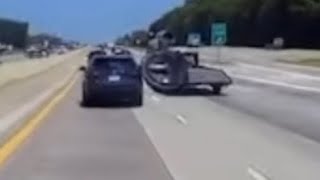 USA: Woman nearly struck by piece of engine flying through windshield