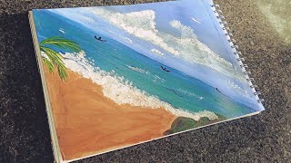 beautiful sea painting ideas for beginners/beach painting/@delighthouseart4980