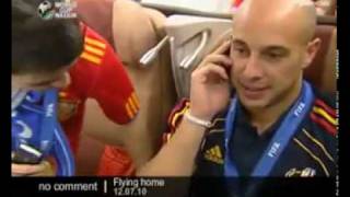 Spanish soccer team on board plane heading back home Spain España 스페인 Spanien Iran.flv