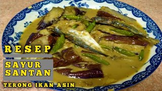 Resep sayur terong santan ikan asin pedas .