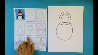 How to Draw: A Penguin with a Hat & Scarf