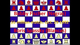 Bobby Fischer (negras) contra Boris Spassky (blancas) en el 5 million match