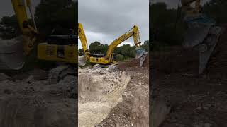 Komatsu PC210 digging rock #shorts #machine #construction