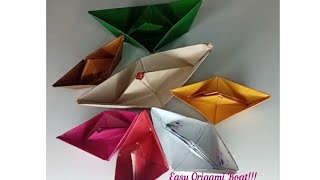 HOW TO MAKE A EASY ORIGAMI BOAT!!!!