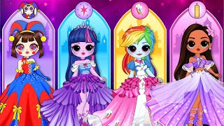 How to MLP Twilight, Pomni & Rainbow Dash become Princess | DIYs Paper Doll & Craft