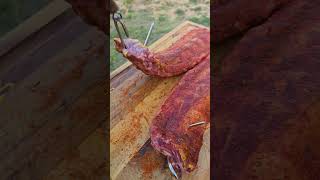 hanging ribs fail #smoked #porkrecipes #fire #cooking #porkribs #pitbarrelcooker