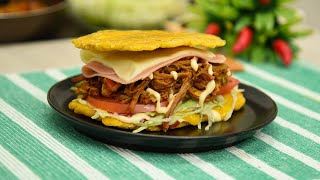 Cómo Hacer Hamburguesa Patacón con Carne Desmechada/ Patacón Zuliano  Receta Fácil