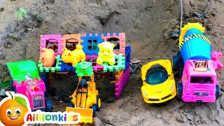 JCB And Car And Tractor in Parking | Aillion Kids Nursery Rhymes & Kids Songs