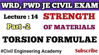 Strength of Materials || Lecture :14 || Torsion Important Formulae || Part -2 || in Hindi