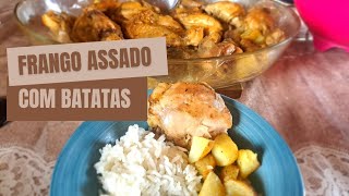 Frango assado com batatas | coxa sobre coxa | saco de celofane que vai ao forno