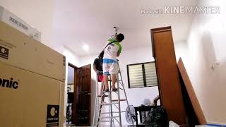 Installing ceiling fan expandable propeler with led lights