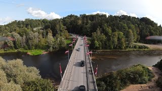 Gauja River at Latvia  Beatiful city-Sigulda #sigulda #latvia #s! #autumm #river #bridge #djifpv