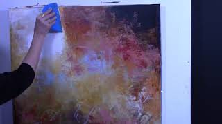 Abstract Art-Enhancing a 30x30 Cold Wax-art demo-Part 1 of 2-Lisa Boardwine