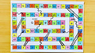 How to Draw Snake and Ladder Game On Paper || Snake and Ladder game drawing with measurements