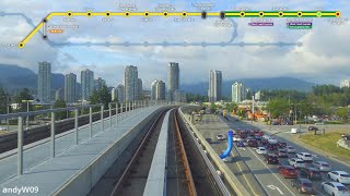 【第一視角POV】【溫哥華天車】千禧綫 VCC–Clark→拉法基湖–道格拉斯 Vancouver Skytrain Millennium Line Front View Time-Lapse POV