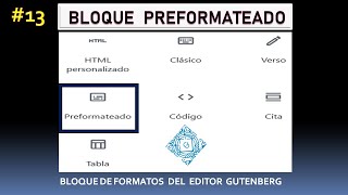 Bloque PREFORMATEADO de Gutenberg, Editor de WordPress | Bloques de FORMATOS del Gutemberg #13_2020