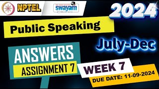 Public Speaking|Week7|Quiz 7|Assignment 7 | NPTEL | Swayam | July-Dec 2024 #nptel