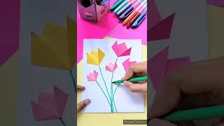 Drawing with Paper flower #craft #viral #trending #ytshorts #art @newlyartandcraft1709