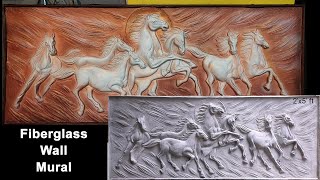 7horse with sun wall elevation fiberglass mural for home decor | Art Tech