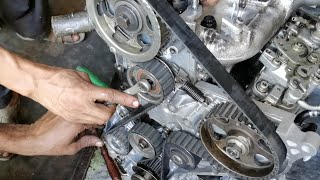 how to Toyota 2c engine timing belt fitting mark install. Toyota 3C 2C 1C timing belt mark install