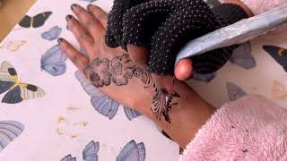 Simple flower design henna tutorial✨#beginnerfriendly #subscribeformore