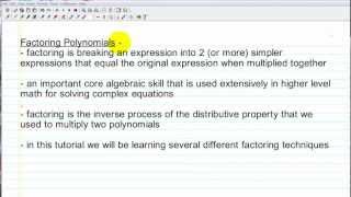 Factoring Polynomials Tutorial Part 1