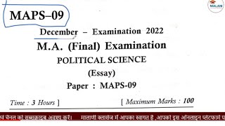 M A Final Political Science (Essay) MAPS-09