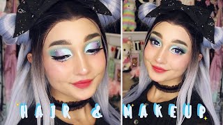 ♡ Lolita Makeup & Hair tutorial || Celestial print dress