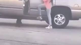 WOMAN HANGING OFF TRUCK WITH BABY!!!