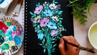 Flower Painting on Notebook Cover |Decorative Notebook Covers| Acrylic flower bouquet painting ideas