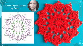 CROCHET PATTERN - 80: Crochet Round motifs, Crochet Flower Doily, 6 rows