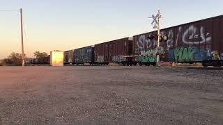 2 Norfolk Southerns and Horn Salute on 4 locomotive Mixed in the Sunset